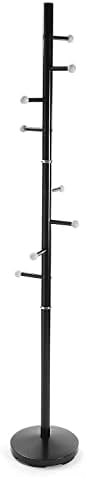 Versa Ruan Perchero de Pie de Estilo Minimalista, con 9 Ganchos o Colgadores para Ropa o Bolsos para el Recibidor, Medidas (Al x L x An) 173 x 28 x 28 cm, Metal, Color Negro