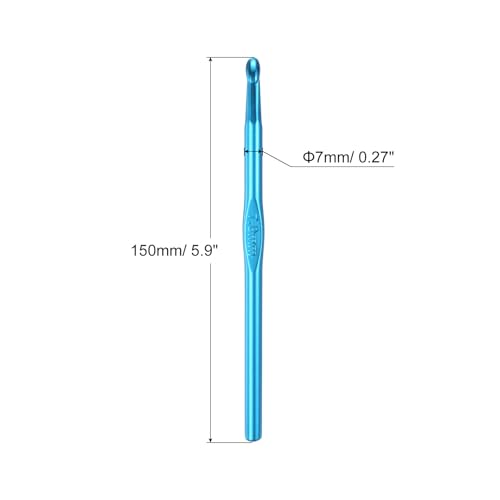 Agujas de tejer de 7 mm de aluminio azul uxcell que evitan enganches en el hilo, 6 piezas 2