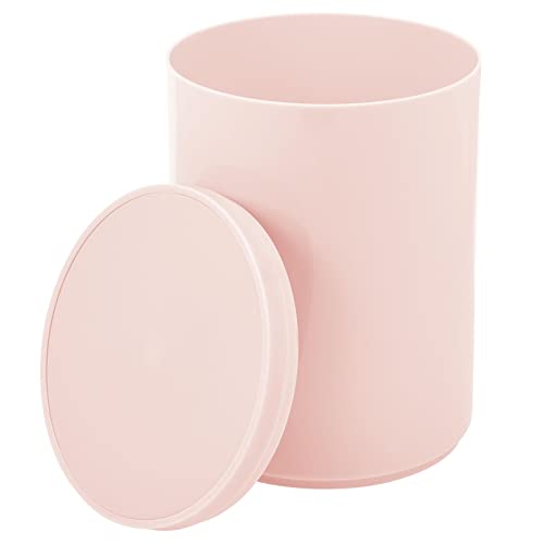 Mdesign Plastic Small Slim Round 1.7 Gallon Trash Can With Removable Swing Lid - Wastebasket, Garbage Container Basket Bin For Master/Guest Bathroom - Holds Rubbish/Recycle - Light Pink #TOP4