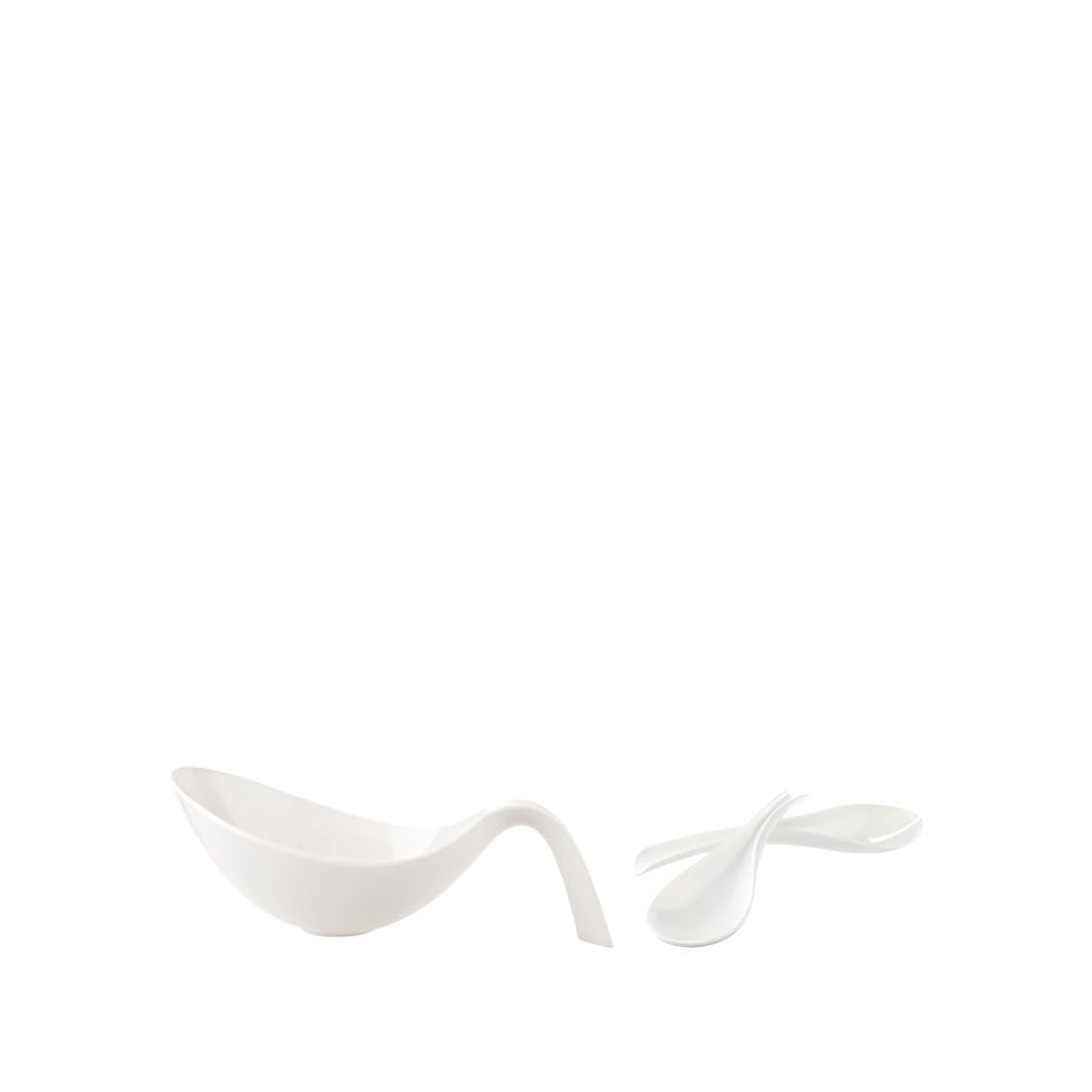 Villeroy und Boch Flow Salat-Set, 3-teilig, Premium Porzellan, Weiß