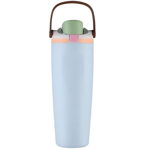 Image of HomeCloud 1200ML Stainless Steel Water Bottle - Double-Wall Vacuum Insulated, Leakproof Straw Lid, BPA-Free Reusable Travel Flask with Two-Way Spout for Gym, Office & Outdoor Use (B Blue)