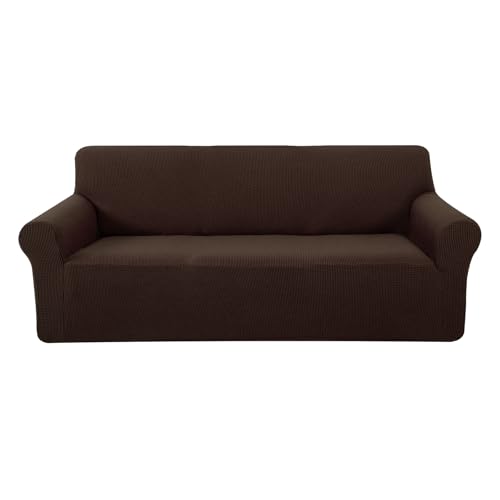 U-NICE HOME Stretch Couch Cover Sofa Cover Washable Sofa Slipcover Furniture Protector for 3 Cushion Couch Sofa Pet Friendly(Sofa, Chocolate)