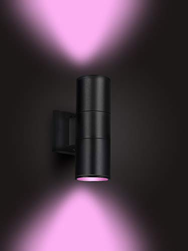 Rosykite Exterior Double Up Down Outdoor Wall Lights,Mi.light Remote Control Rgb Color Changing 1000Lm Warm White 3000K Rgbw Cylinder Outdoor Wall Light,Smart Led Exterior Lighting (2 Pack) #TOP2