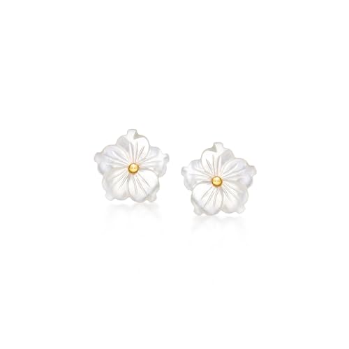 Ross-Simons Mother-Of-Pearl and .20 ct. t.w. White Topaz Flower Removable Drop Earrings With 18kt Gold Over Sterling4