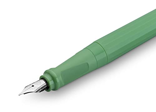Image of Kaweco PERKEO Medium Nib Fountain Pen - Jungle Green Body, Premium German Fountain Pen with Royal Blue Ink Cartridge, 13 cm, Light Weight, Ergonomic Grip