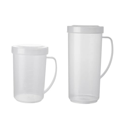 KAILIKETIY 2個 プラスチック製目盛り付き計量カップ 電子レンジ対応ミルクピッチャーコーヒージャグ多用途カップ誕生日 パーティ 再利用可能