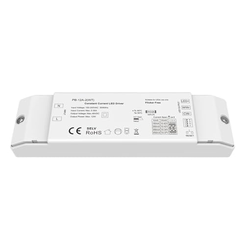 Driver LED CCT constant 12W 10-42V DC PB-12A-2(WT) double canal