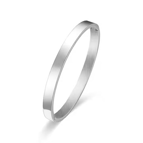 Kritz Bracelet Femme Jonc Rond Fin Rigide Plaqué Argent - Bracelets Forme Ovale 4 mm Empilable Ajustable Acier inoxydable Hypoallergénique - Bijoux Manchette...