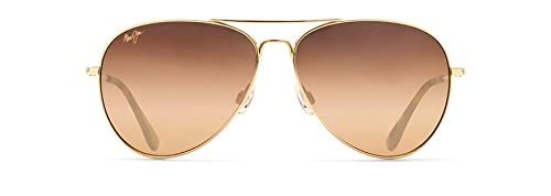 Maui Jim Men's and Women's Mavericks Polarized Aviator Reading Sunglasses, Gold/HCL® Bronze, Medium, +1.5