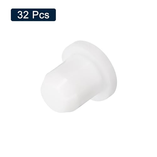 Image of uxcell 32 Pieces White Rubber Stopper, 7.5mm Plug Holes for 7-7.3mm /0.28-0.29 inch Hole