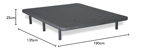 Matnature | Base Tapizada 3D l Estructura Estable Madera | Bastidor Metálico Super Resistente | Transpirable Aireadores Sistema FreshAir | Altura Base + Patas +/- 30 cm (135 x 190 cm, Gris) - Imagen 3