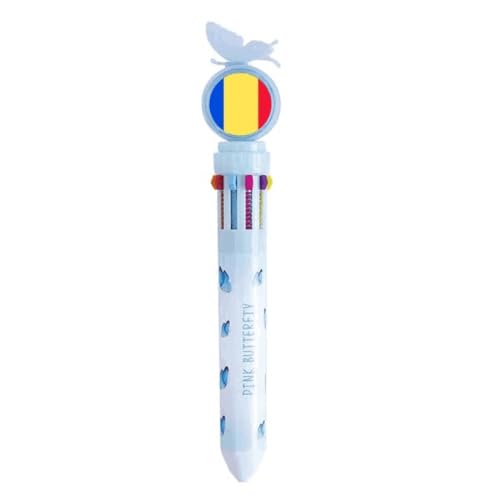 Stylo à bille rétractable multicolore drapeau Roumanie et fournitures scolaires écriture