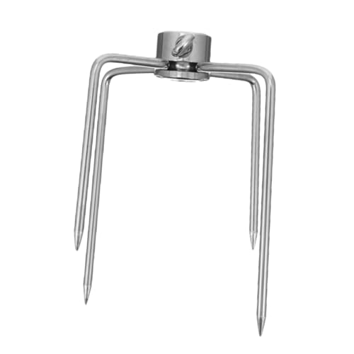 Lurrose Tenedor para Carne de Barbacoa Giratorio de Acero Inoxidable con Pinchos Resistentes y Antióxido para Parrillas y Asadores Accesorio para al Aire Ligero y Fácil de Limpiar para