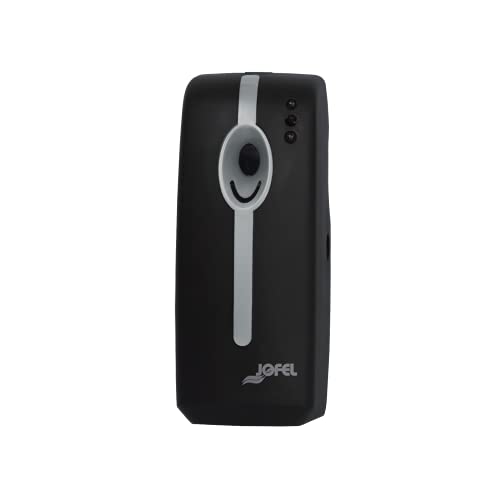 Jofel - Dispensador Ambiental Basic AI90600, ambientadores para perfumar espacios cerrados, color Negro mate, para cargas de 250 ml, frontal abatible que facilita su limpieza.