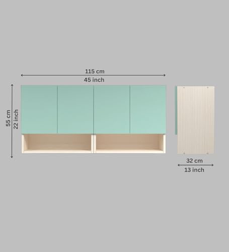 Image of SPECIALITY PANELS 4 Door Wall Cabinet with UV Profile Shutter | Wall Mounted Storage Cabinet for Kitchen Bathroom Living Room | Wooden Wall Cabinet Organizer UV Mint Finish DIY Assembly