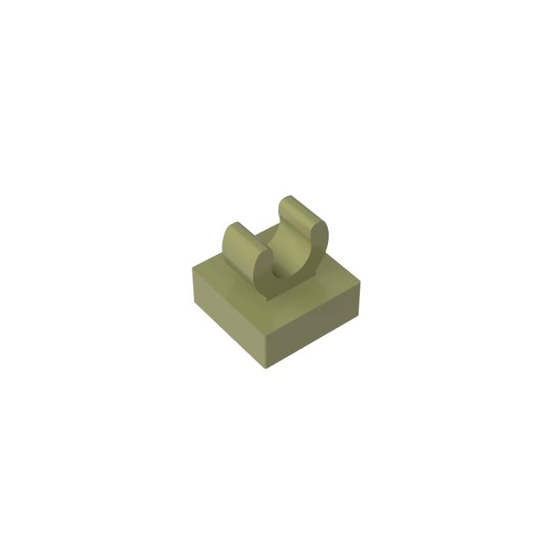 Gobricks 15712 Hinge Plate Tile Special 1x1 with Clip with Rounded Edges 50 Pieces GDS-818 Compatible with Lego Building Blocks Color:Olive Green — image 1