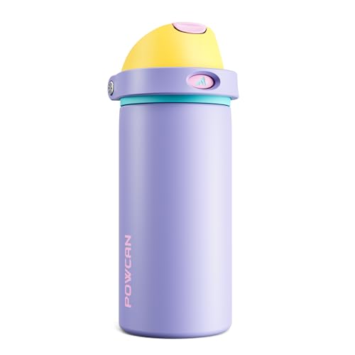 POWCAN 18 oz Insulated Water Bottle: 2-in-1 Push-Button Spout & Quick-Flip Straw, Leakproof, Cold 24Hrs, Fits Car Cup Holder, Metal Sports Water Bottle, Gift for Women, Girls, Daughter (Tangled Shine) - image 1