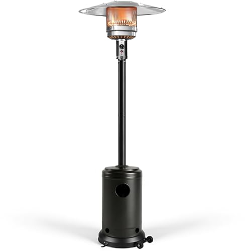 Ignovate 50,000 BTU Outdoor Propane Patio Heater with Wheels – Durable Powder-Coated Steel Gas Heater with Easy Ignition & Safety Shut-Off for Patio, Backyard, Garden, Restaurant