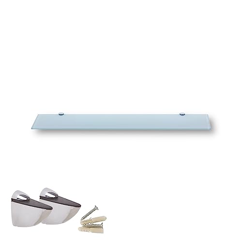 Euro Tische - mensola da parete in vetro di sicurezza monolastra da 6 mm, ideale come ripiano per il bagno, disponibile in diverse misure, colore: bianco