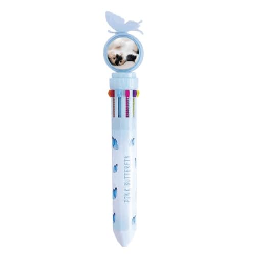 Stylo à bille rétractable multicolore à motif chat mignon pour l'école