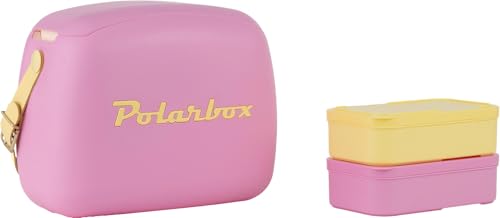 Glacière Lunchbox 6L Rose Pop Logo et Sangle Jaune POLARBOX