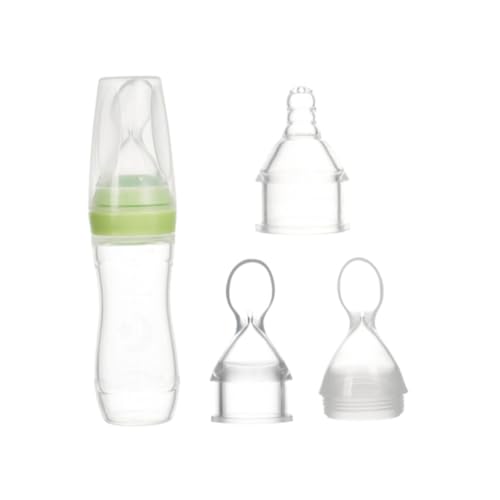 WEKAMOS 3 piezas Biberones de para Recién Nacidos con Cabeza Suave Juego de Verdes Ergonómicos y Portátiles para Alimentación Infantil y Dispensación de Papillas