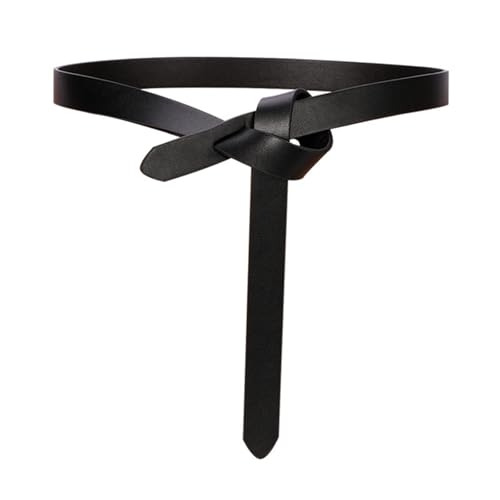 OZJABC Knot Belts For Women Soft Faux Leather Belt Fashion Tie Belts For Women Wrap Belt For Jeans Pants Dress (Black)