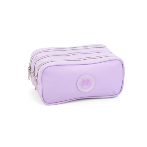 Estojo Triplo Feminino Escolar Moderno e Espaçoso Organizador (Roxo)