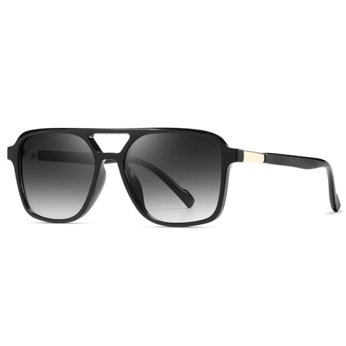 kimorn Retro Sonnenbrille für Damen Herren Trendy Retro Sonnenbrille Rechteck Rahmen Schatten K1649 (Schwarz/Farbverlauf Grau)