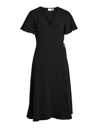 Robe midi portefeuille VILA Vilovie pour femme en maille douce à manches courtes