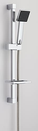 VeeBath CBX002 Alpha Square Kit incluye barra elevadora, manguera de ducha y jabonera, cromado Cover