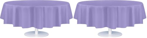 Image of Grandipity 24 Pack Premium Disposable Plastic Tablecloth 84 inch Inch Decorative Round Table Cover - Lavender