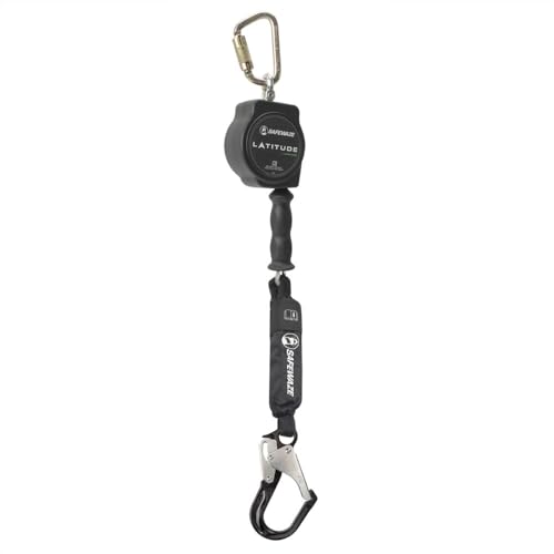 Safewaze SW8008-10-ALU-RBH Latitude HD 10' Single Cable SRL-P: Carabiner, Alu Rebar Hook