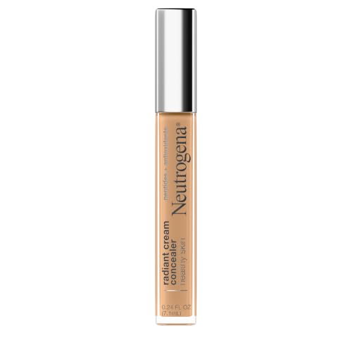 Neutrogena Healthy Skin Radiant Brightening Cream Concealer with Peptides & Vitamin E Antioxidant Lightweight Perfecting Concealer Cream Non-Comedogenic Hazelnut Medium 01 warm undertones 0.24 oz