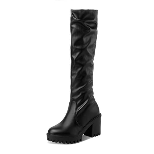 Bottes hautes à talons hauts de 8cm en maille extensible pour femme