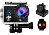 Action Camera 4K Sports Cam Wifi Helmet Cam Wide Angle Sensor DV Camcorder Underwater Camcorder with Remote Control & 3 Batteries & Waterproof Case & Mounting Accessories Kits