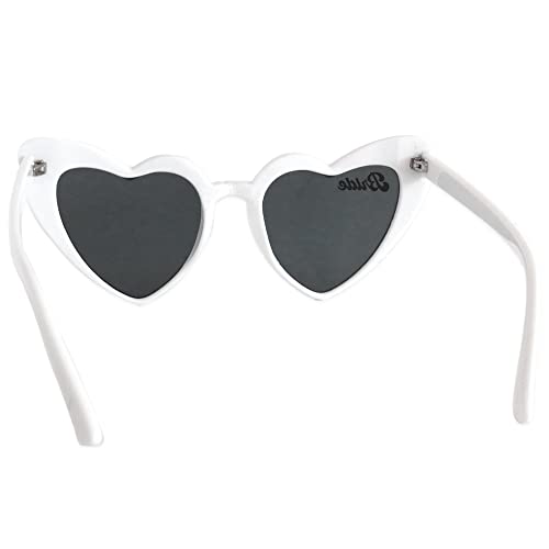 ModParty Bride Sunglasses | White Heart-Shaped Eyewear | Bachelorette Party Accessory | Bride to Be Wedding Honeymoon Gift Idea | Retro Cateye Design3