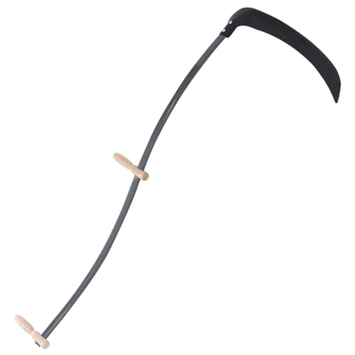 Gecheer Scythe with Grinding Stone Curved Steel Blade Wood Handle 145 cm Snath for Garden Weeding and Crop Harvesting