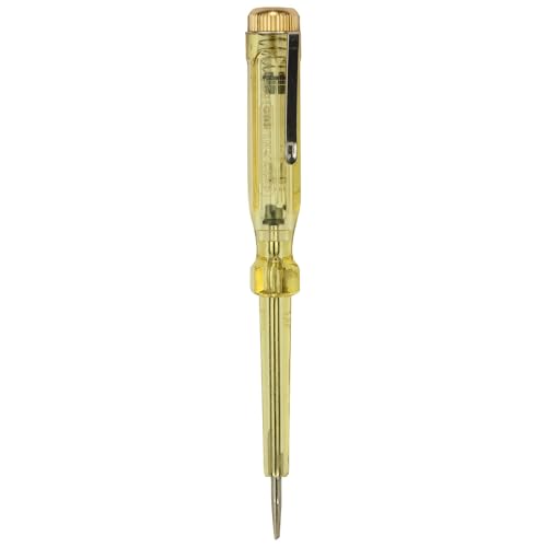 Image of STANLEY STMT66191 130mm (5.1 inch) Spark Detecting 2-in-1 Screwdriver Tester | 3mm Slotted Tip | 100-500V AC Range | Insulated Transparent Handle Linesman Tester with Pocket Clip for Electricians & DIY