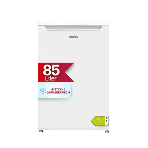Amica Mini Congélateur 84,5 x 55 x 56 cm Capacité utile 85 L Congélateur 4 étoiles avec tiroirs Butée de porte interchangeable AGS 3211 W - Congélateur...