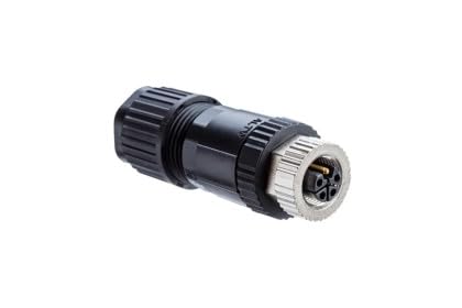 Amphenol, M12S-04BFFB-SL7002, M12 Metric Circular Connector S Code Metal 12A 04 pins Female Connector Female Contact Straight Screw Thread Screw-in Field Installable F8.0 - F10.0mm