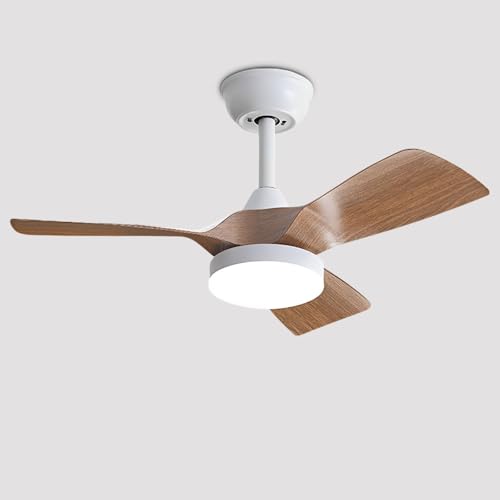 Ventilador de Techo con luz de 32 Pulgadas, Inteligente, con Interruptor de Pared y Control Remoto, 6 velocidades, silencioso, aspas de ABS para Dormitorio, Sala de Estar, balcón,