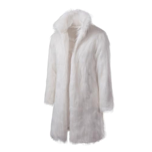 Image of Lisa Colly Mens Faux Fur Coat Jacket Winter Overcoat | Men's Faux Fur Long Jacket, Long Sleeve, Fluffy Warm, Winter Parka Coat