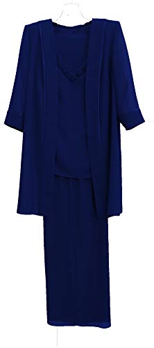 Le Bos Women's V-Neck Embellished Pant Set, Dark Navy, 12