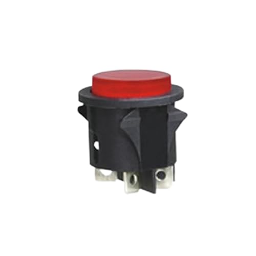 5PCS Red Push Button Switch with Light 4 Pins Touch Power Switch 15A 250V Electrical Round Rocker Switch 28 * 23.2mm PS18-16-2(Red)