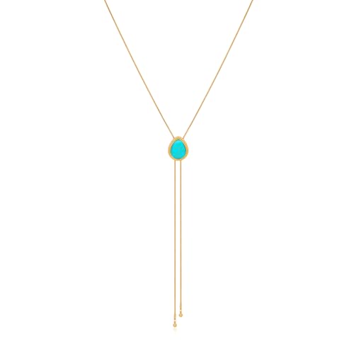 NEPULOY Western Gold Tear Drop Turquoise Necklaces for Women Gold Cowgirl Turquoise Necklaces Cowboy Bolo Tie Accessories Trendy Western Country Concert Jewelry Gifts Cowgirl Rodeo Outfits