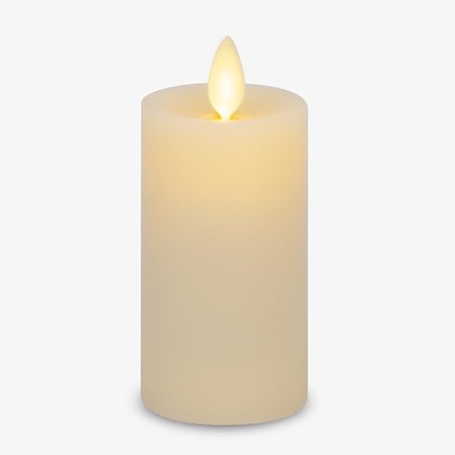 Luminara Classic Slim Flameless LED Candle, Ivory 2' x 4.5, Battery Operated Moving Flame Pillar w/Timer, Safe Realistic Wax Candle, Home Decor