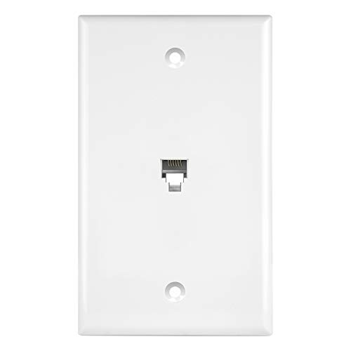 ENERLITES RJ11 Telephone Jack Wall Plate, 6-Position 6-Conductor 6P6C (2 Line Support), 1-Gang