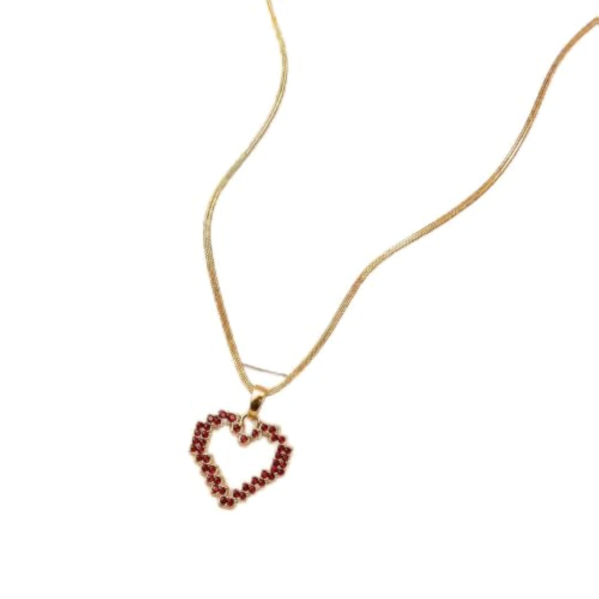 Red Heart Pixel Pendant, 24K Gold Tone Plated Charm