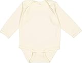 RABBIT SKINS, Baby Soft Cotton Long Sleeve Bodysuit, Natural, 12 Months